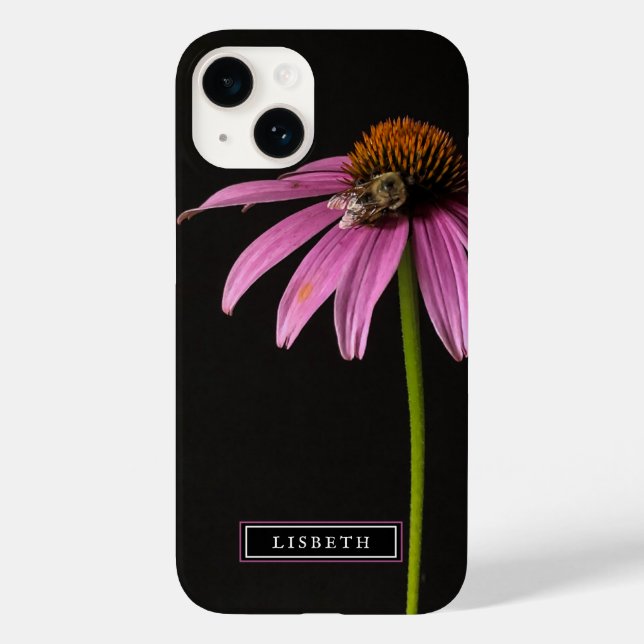 Coque Pour iPhone 14 Fleur rose et coque iphone d'abeilles bosselées (Verso)