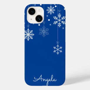 Coque Pour iPhone 14 Hanging Snowflakes Blue Nom unique iPhone 14 Coque