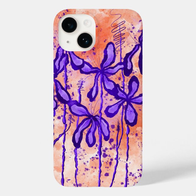 Coque Pour iPhone 14 Lilies encrées Ciel tropical iPhone 14 Coque (Verso)