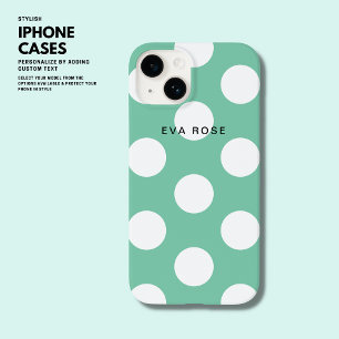 Coque Pour iPhone 14 Moderne Sage Vert Grand Pois iPhone 14 Coque