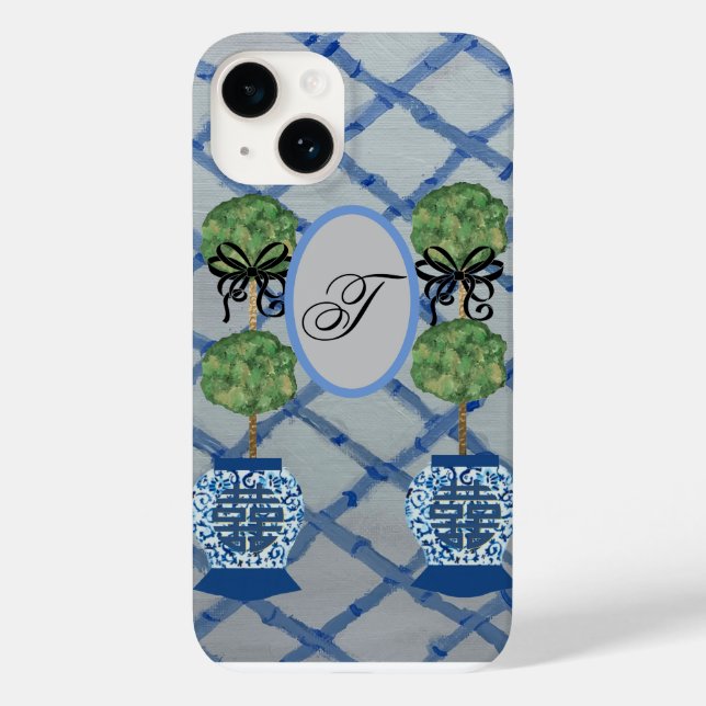 Coque Pour iPhone 14 Monogramme Topiary Ginger Jars iPhone / coque ipad (Verso)