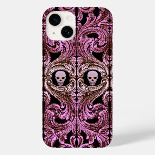 Coque Pour iPhone 14 Ornement rose Goth avec coque iphone crâne