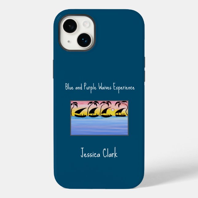 Coque Pour iPhone 14 Plus Blue, Violet Waives Expérience iPhone / coque ipad (Verso)
