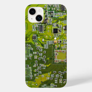 Coque Pour iPhone 14 Plus Carte de circuit Geek d'ordinateur vert clair