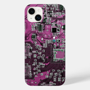 Coque Pour iPhone 14 Plus Carte de circuit Geek d'ordinateur violet