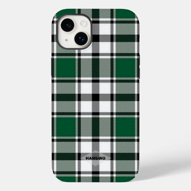 Coque Pour iPhone 14 Plus Coque iphone Plaid vert, noir et blanc HAMbWG (Verso)