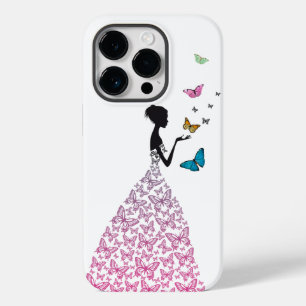 Coque Pour iPhone 14 Pro Coque de couverture iPhone Clair Lady Papillon