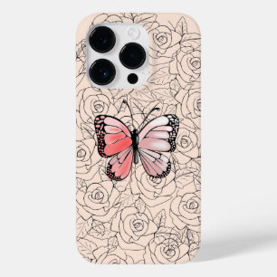 Coque Pour iPhone 14 Pro Coque iphone papillon avec Rose