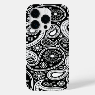 Coque Pour iPhone 14 Pro Noir et blanc Paisley iPhone 14 Pro Coque