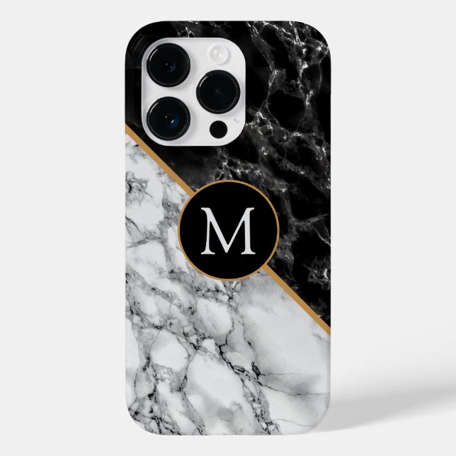 Coque Pour iPhone 14 Pro Personnalisez votre lettre coque iphone en marbre (Verso)