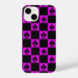 Coque Pour iPhone 14 Queen of Spades coque iphone Hot Pink Checkers QoS