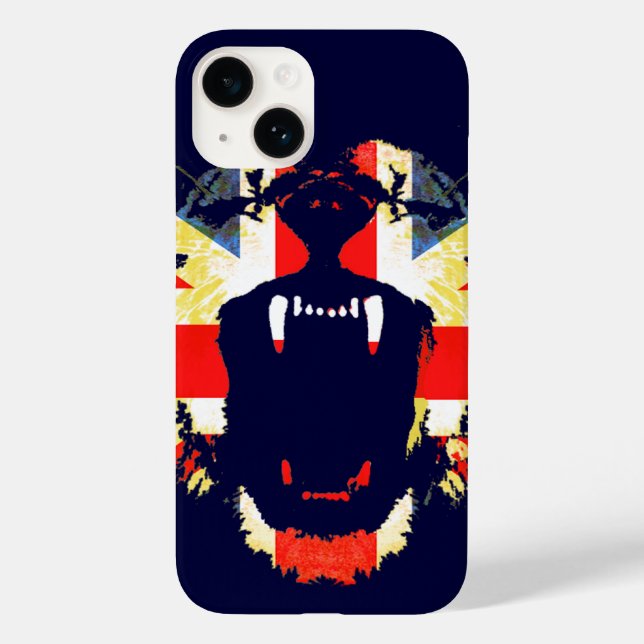 Coque Pour iPhone 14 Roar Great British lion union jack coque iphone (Verso)