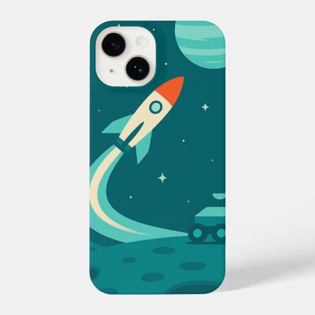 Coque Pour iPhone 14 Space Adventure – Coque iPhone Fusée, Planète (Verso)