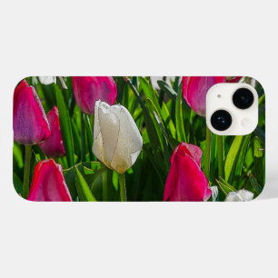 Coque Pour iPhone 14 Tulipes Roses Et Blanches coque iphone