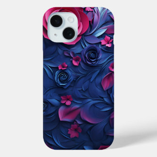 Coque Pour iPhone 15 3d texture florale coque iphone mockup