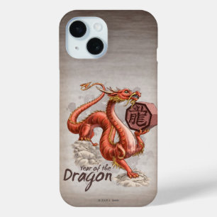 Coque Pour iPhone 15 Année du Dragon chinois Zodiac coque iphone d'art