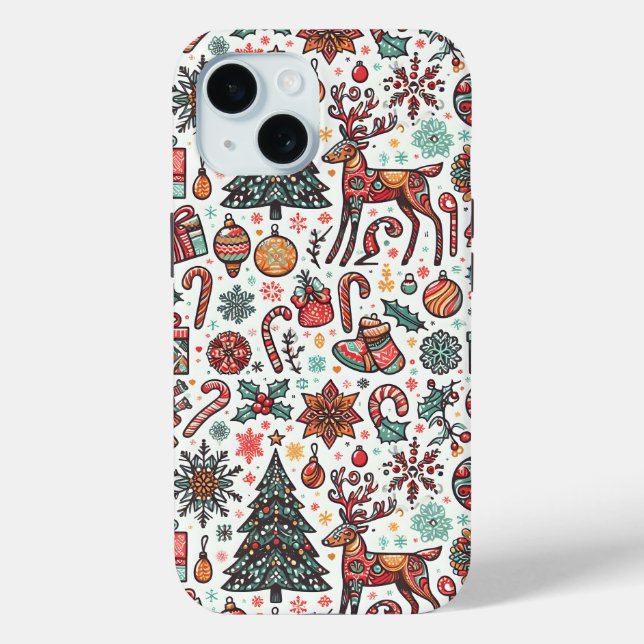 Coque Pour iPhone 15 Arbre de Noël Motif iPhone 15 Coque (Verso)