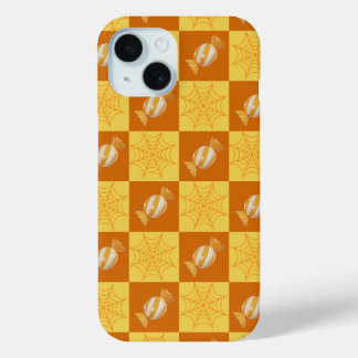 Coque Pour iPhone 15 Automne À damiers Cobweb & Snacks coque iphone