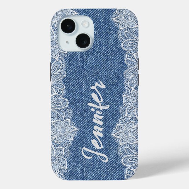 Coque Pour iPhone 15 Blue Jean Denim iPhone / coque ipad (Verso)