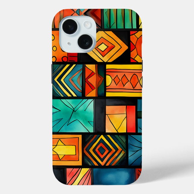 Coque Pour iPhone 15 Colorful African Print iPhone 15 Pro Coque (Verso)