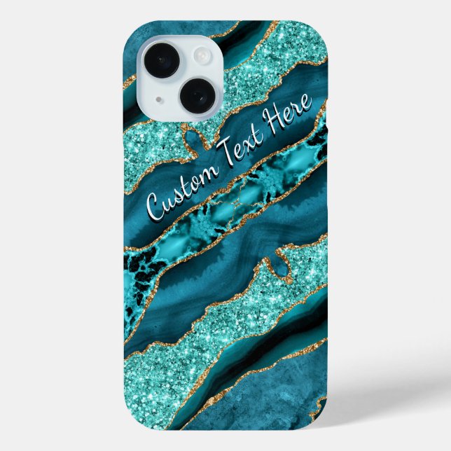 Coque Pour iPhone 15 coque iphone de texte personnalisé turquoise Parti (Verso)