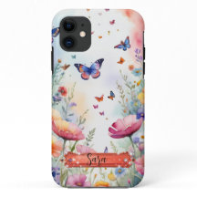 Coque iPhone / iPad Papillon et fleurs multicolore