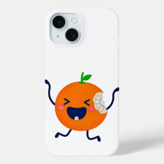 Coque Pour iPhone 15 Coque iPhone Orange Dansante Mignonne et Joyeuse -