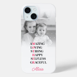 Coque Pour iPhone 15 Coque iphone photo personnalisé de l'acronyme mère