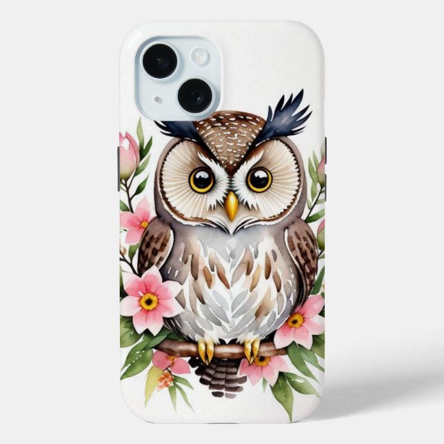 Coque Pour iPhone 15 Cute Brown Owl iPhone / coque ipad (Verso)