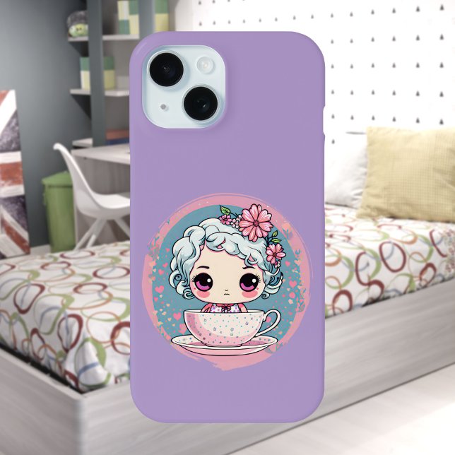 Coque Pour iPhone 15 Cute Tea Cup Doll iPhone / coque ipad (Créateur téléchargé)