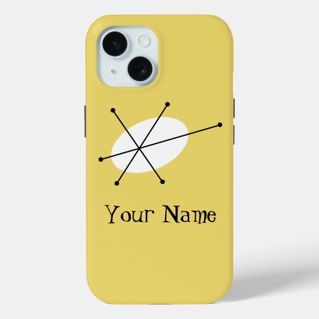 Coque Pour iPhone 15 Dazzle Jaune 'Nom' coque iphone vertical (Verso)