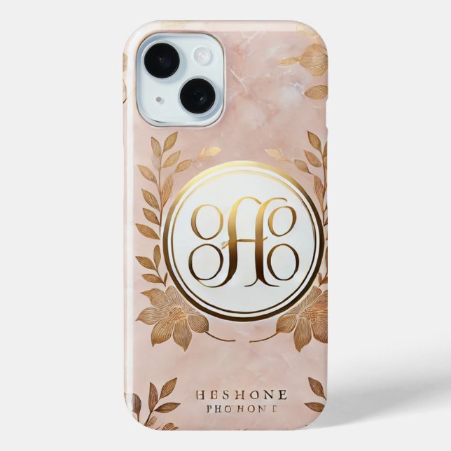 Coque Pour iPhone 15 Élégant marbre et or Monogramme iPhone 15 Coque (Verso)