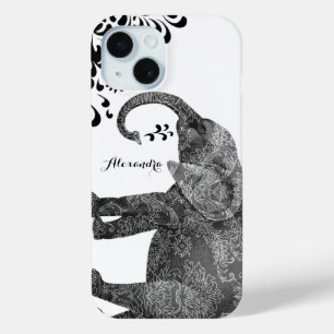 Coque Pour iPhone 15 Eléphant Damask iPhone 6 coque personnalisé