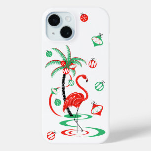 Coque Pour iPhone 15 Flamant rose de Noël rouge Baubles coque iphone