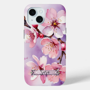 Coque Pour iPhone 15 Fleurs de cerisier rose Lavender iPhone / coque ip