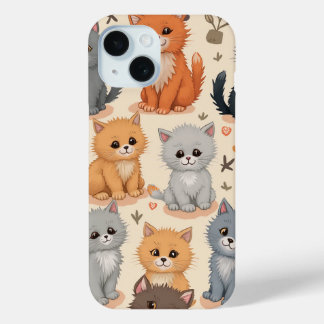 Coque Pour iPhone 15 iPhone 15 Coque Cute chaton motif Téléphone Case