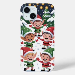 Coque Pour iPhone 15 Jouer Noël Elfs Neige iPhone / coque ipad