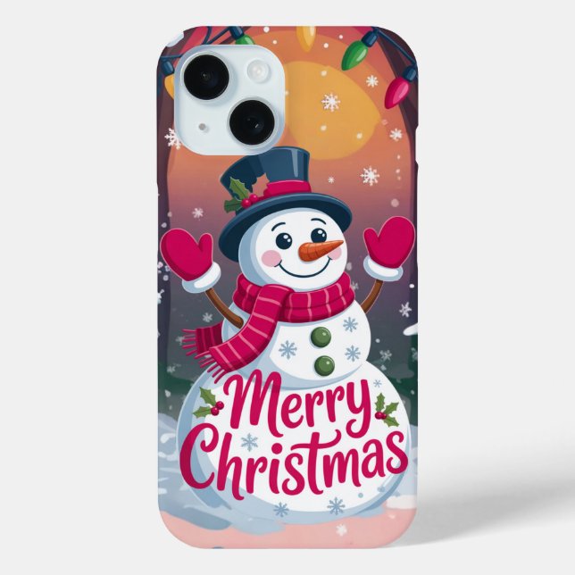 Coque Pour iPhone 15 Joyeux Noël Snowman iPhone / coque ipad (Verso)
