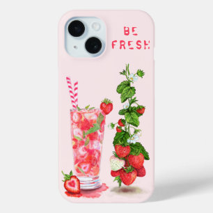 Coque Pour iPhone 15 Jus de fraise coque iphone - Texte personnalisé