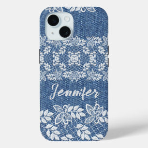 Coque Pour iPhone 15 Lace Denim iPhone / coque ipad
