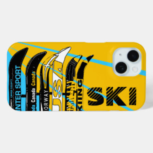 Coque Pour iPhone 15 Lame de ski coque iphone bleu orange