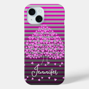 Coque Pour iPhone 15 Love Tree coque iphone Bande rose