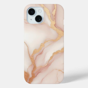 Coque Pour iPhone 15 Marbre rose vif iPhone 15 Coque avec veines or