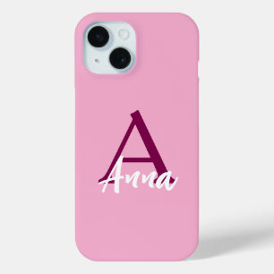 Coque Pour iPhone 15 Nom personnalisé Pink iPhone 15 Coque