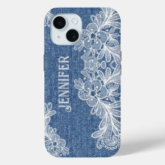 Coque Pour iPhone 15 Personnalisé Blue Jean Denim iPhone / coque ipad