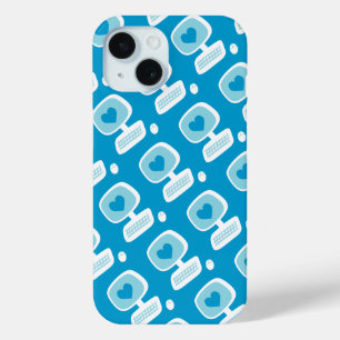 Coque Pour iPhone 15 Retro Blue Heart Ordinateur Geeky coque iphone