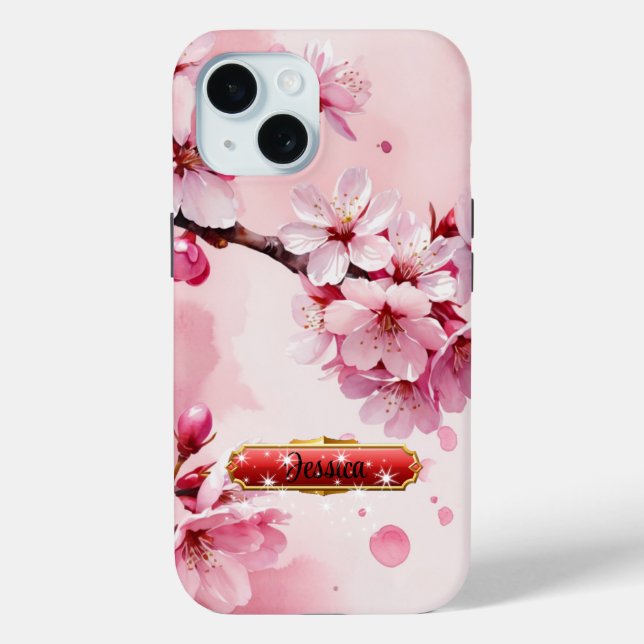 Coque Pour iPhone 15 Soft rose cerise fleurs iPhone / coque ipad (Verso)