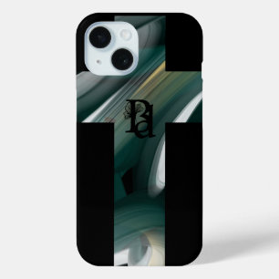 Coque Pour iPhone 15 Tendance coque iphone Art Abstrait Noir Blanc Vert
