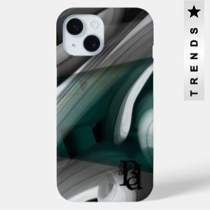 Coque Pour iPhone 15 Tendance coque iphone Art Abstrait Noir Blanc Vert