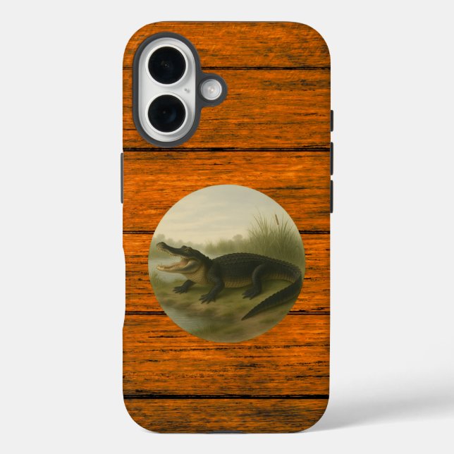 Coque Pour iPhone 16 Alligator Wood Grain iPhone 16 Coque (Verso)